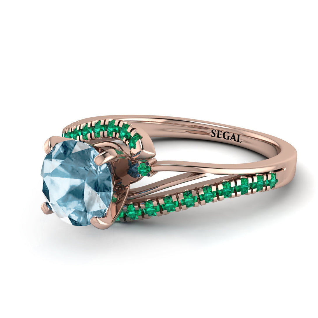 Twist Shank Aquamarine Engagement Ring - Maria No. 405