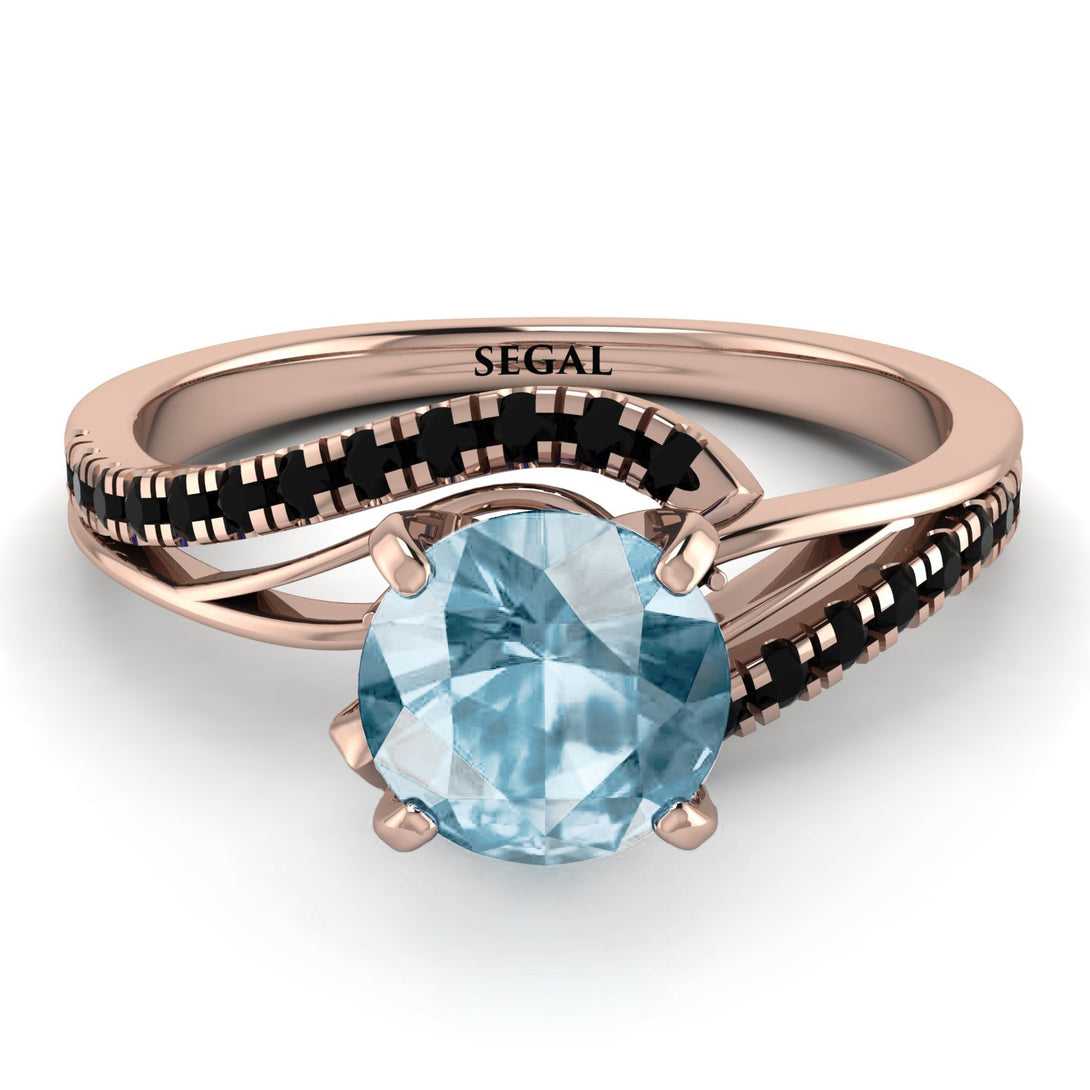 Twist Shank Aquamarine Engagement Ring - Maria No. 408