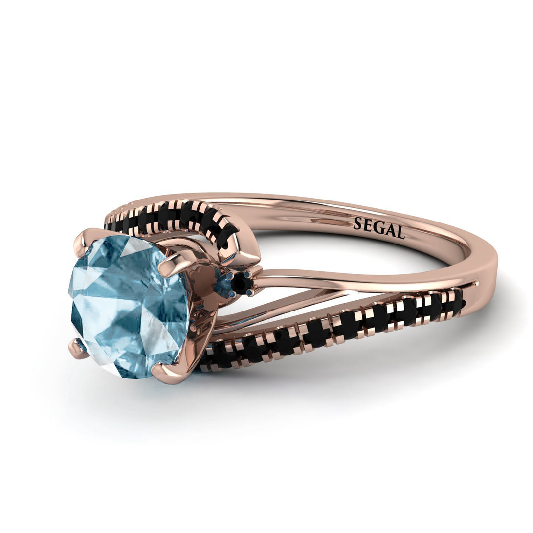Twist Shank Aquamarine Engagement Ring - Maria No. 408