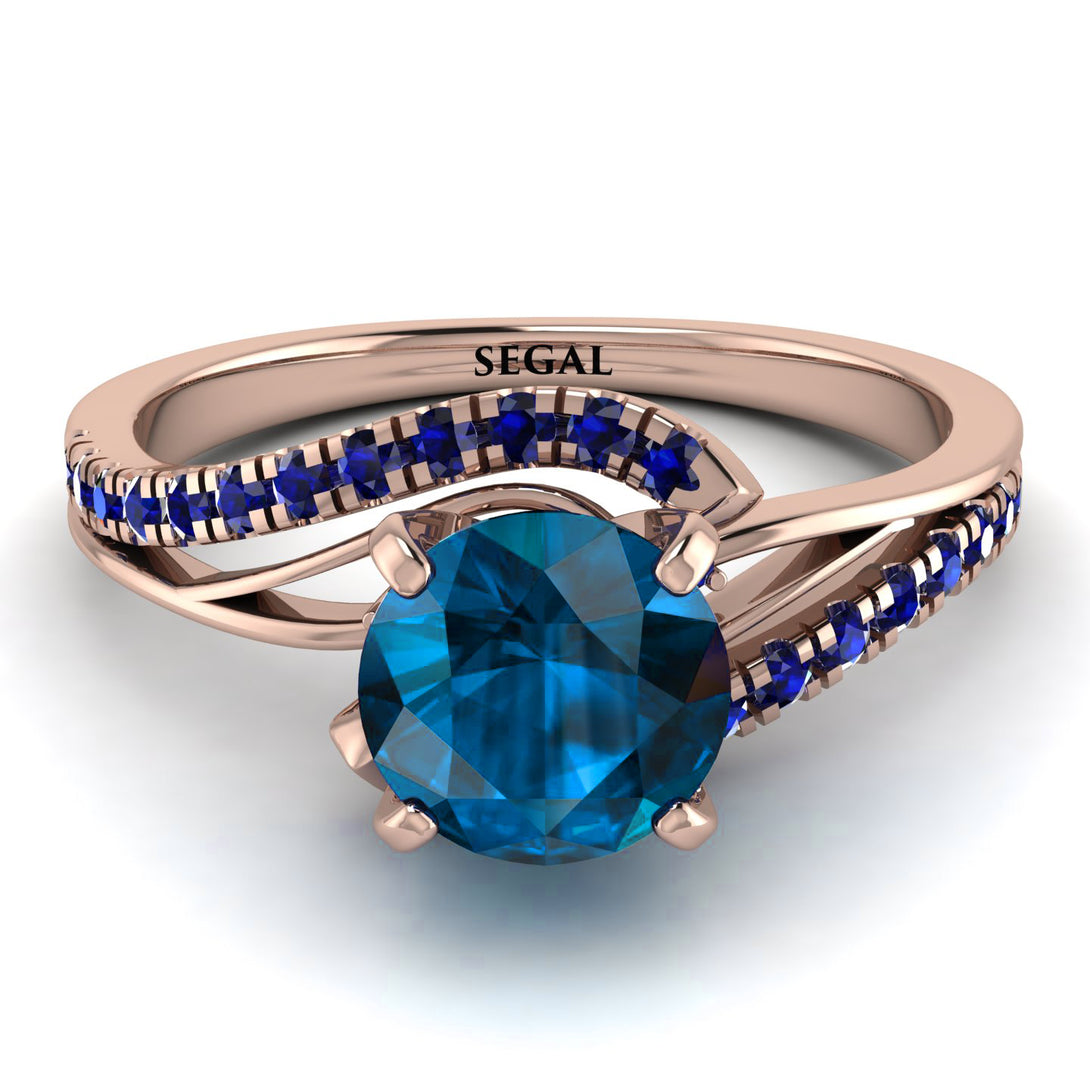 Twist Shank Blue Topaz Engagement Ring - Maria No. 514