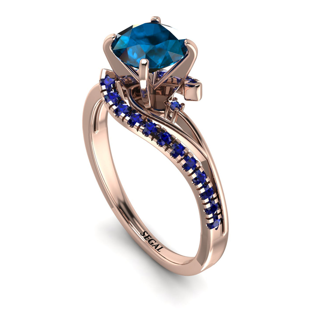 Twist Shank Blue Topaz Engagement Ring - Maria No. 514