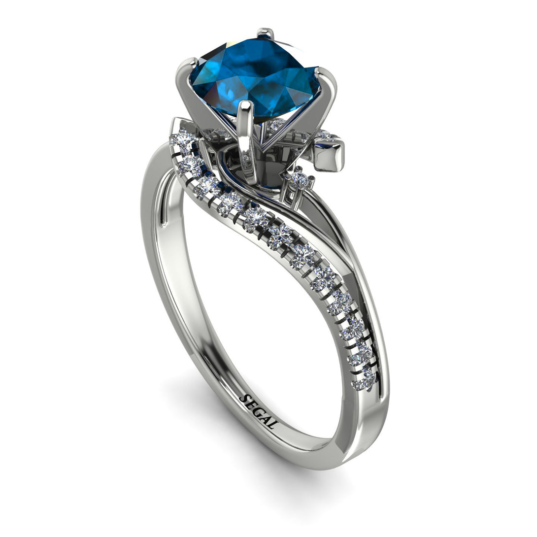 Twist Shank Blue Topaz Engagement Ring - Maria No. 503