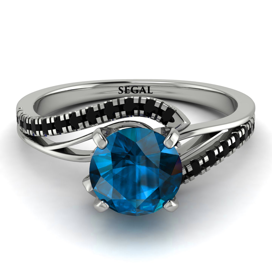 Twist Shank Blue Topaz Engagement Ring - Maria No. 509