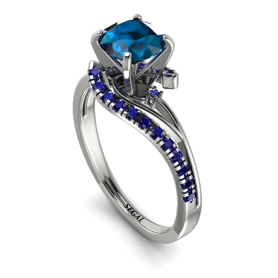 Twist Shank Blue Topaz Engagement Ring - Maria No. 515