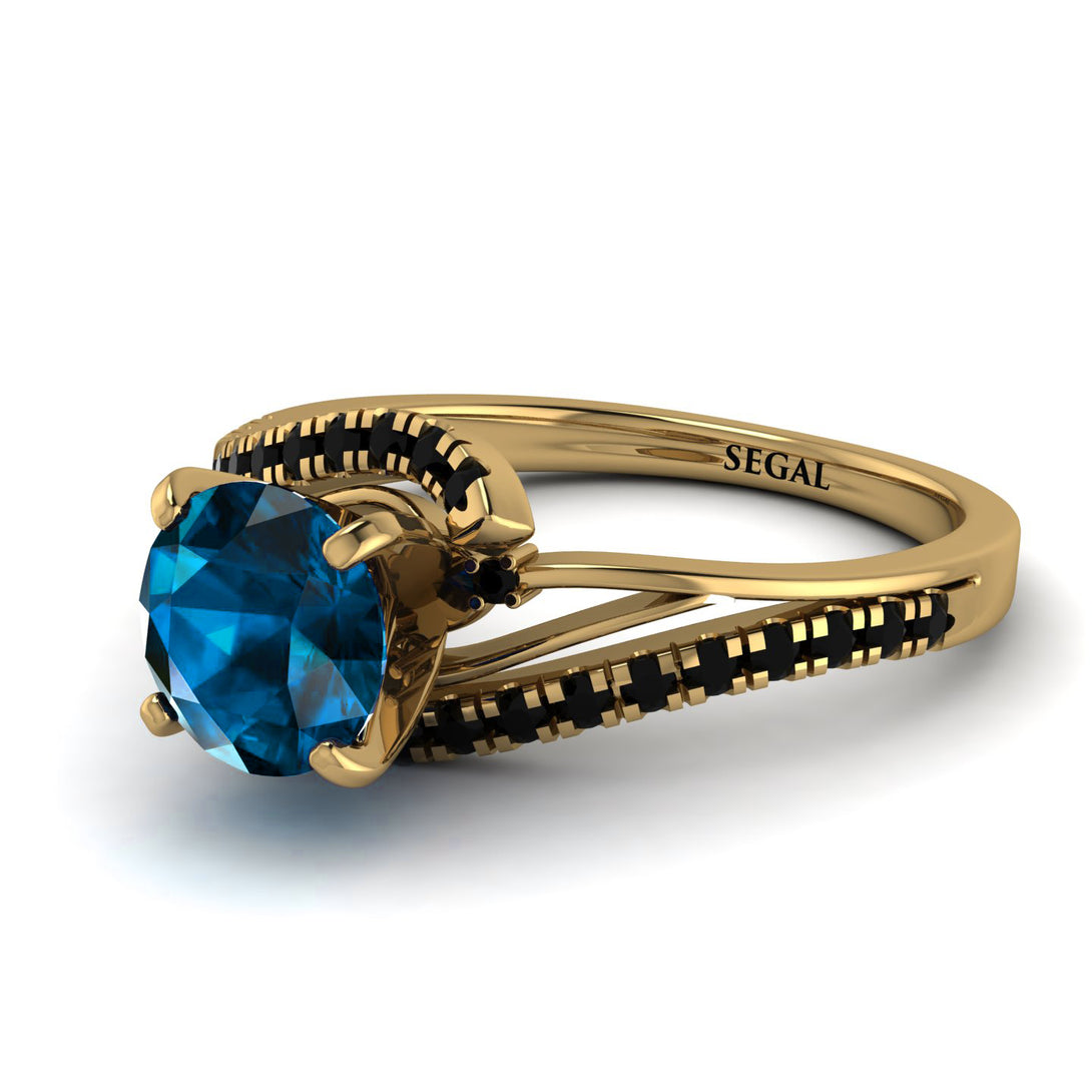Twist Shank Blue Topaz Engagement Ring - Maria No. 507