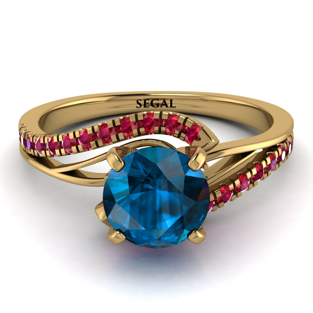 Twist Shank Blue Topaz Engagement Ring - Maria No. 510