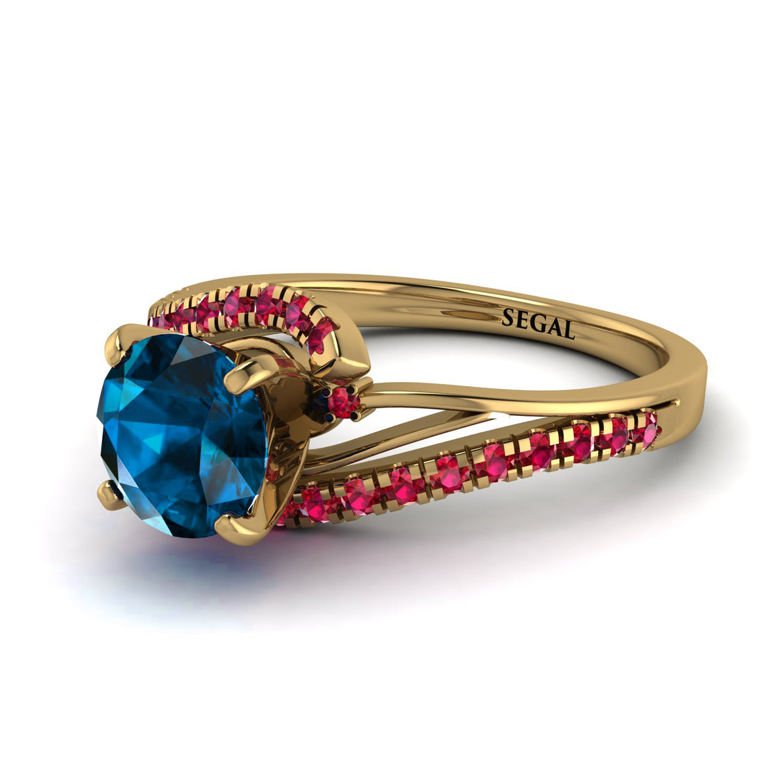 Twist Shank Blue Topaz Engagement Ring - Maria No. 510