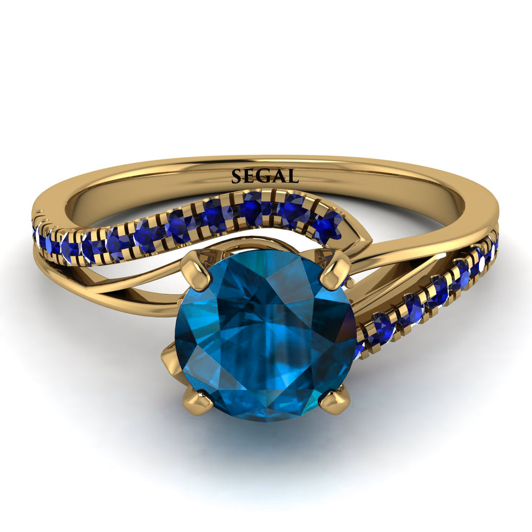 Twist Shank Blue Topaz Engagement Ring - Maria No. 513