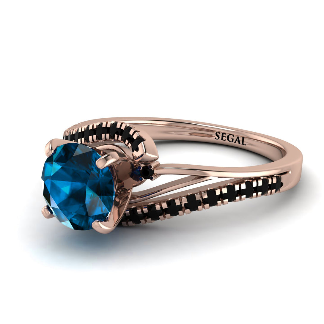 Twist Shank Blue Topaz Engagement Ring - Maria No. 508