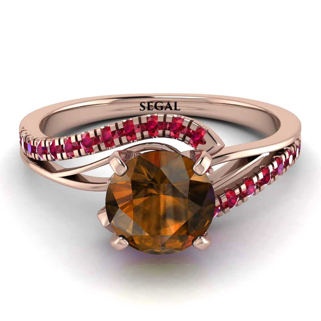 Twist Shank Brown Diamond Engagement Ring - Maria No. 1111