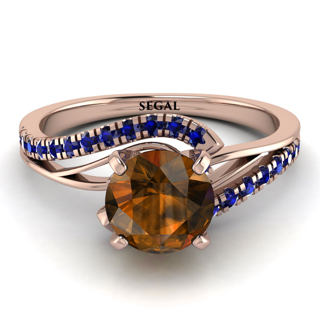 Twist Shank Brown Diamond Engagement Ring - Maria No. 1114