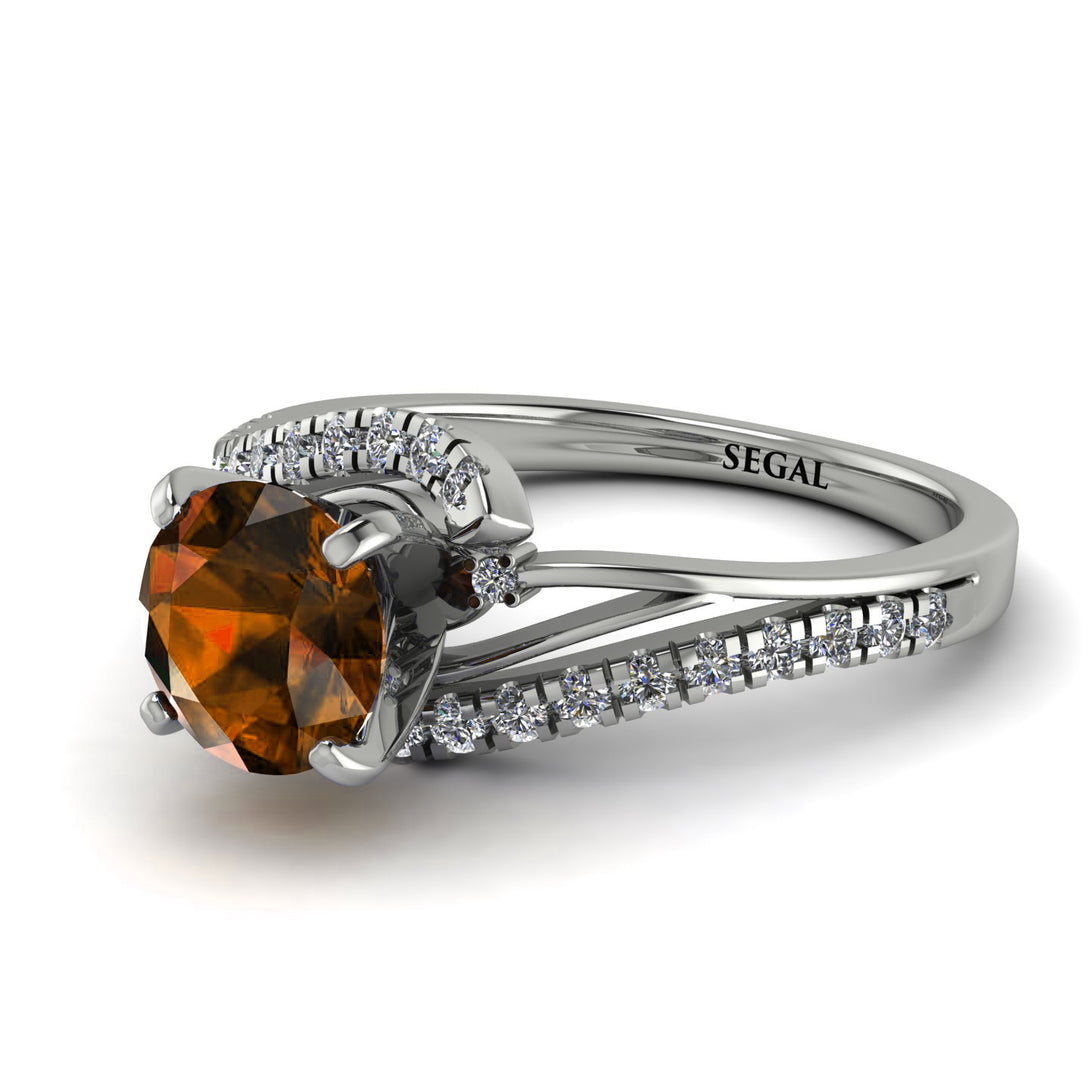 Twist Shank Brown Diamond Engagement Ring - Maria No. 1103