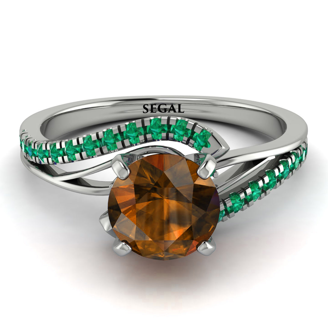 Twist Shank Brown Diamond Engagement Ring - Maria No. 1105