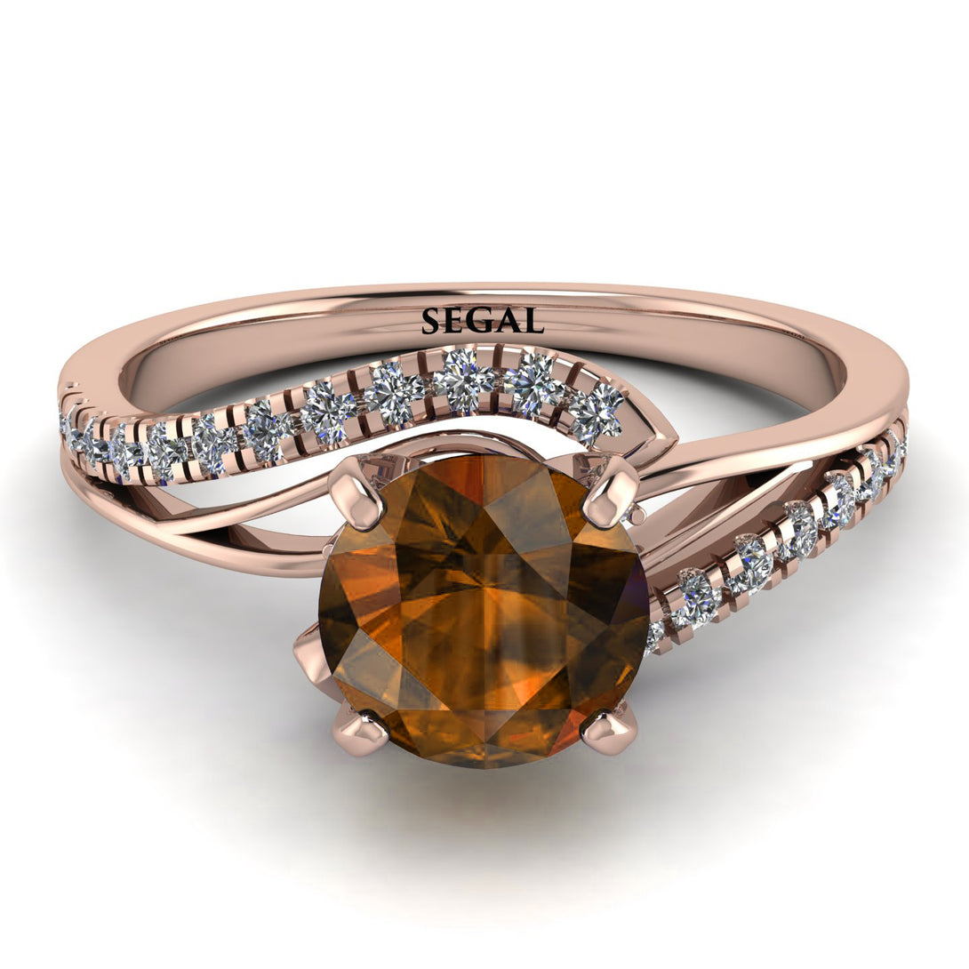 Twist Shank Brown Diamond Engagement Ring - Maria No. 1102
