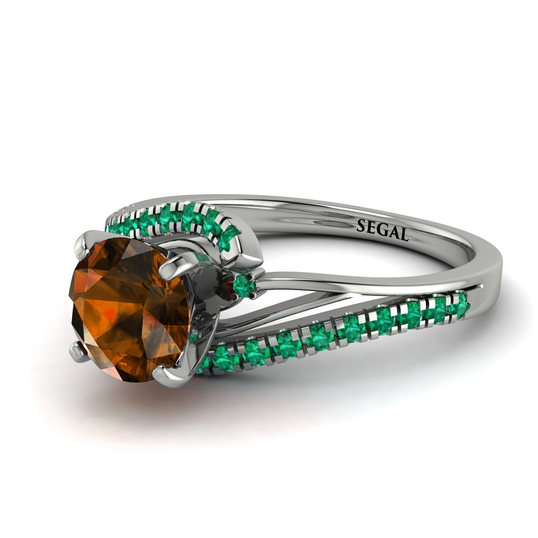 Twist Shank Brown Diamond Engagement Ring - Maria No. 1105