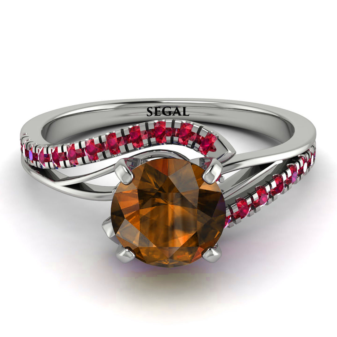 Twist Shank Brown Diamond Engagement Ring - Maria No. 1112