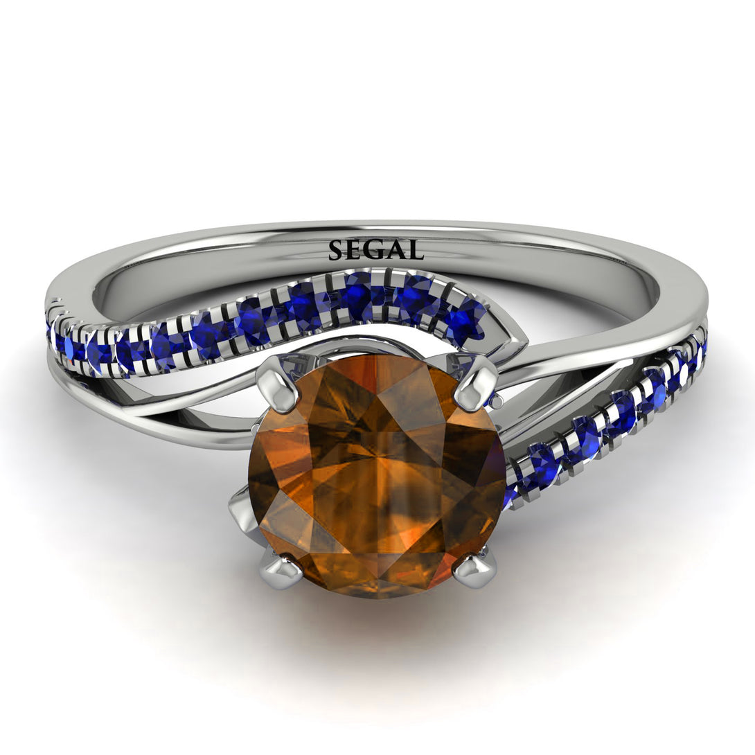 Twist Shank Brown Diamond Engagement Ring - Maria No. 1115