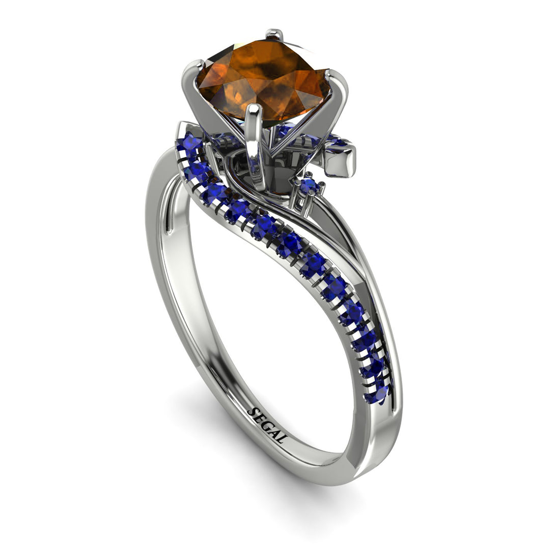 Twist Shank Brown Diamond Engagement Ring - Maria No. 1115