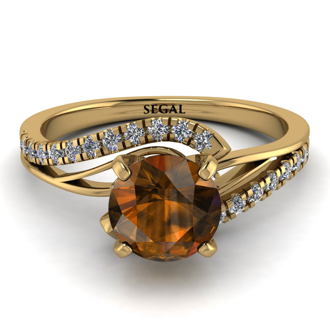 Twist Shank Brown Diamond Engagement Ring - Maria No. 1101