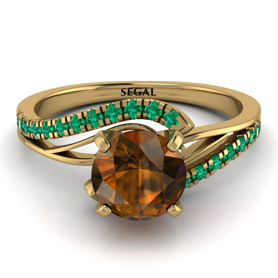 Twist Shank Brown Diamond Engagement Ring - Maria No. 1104