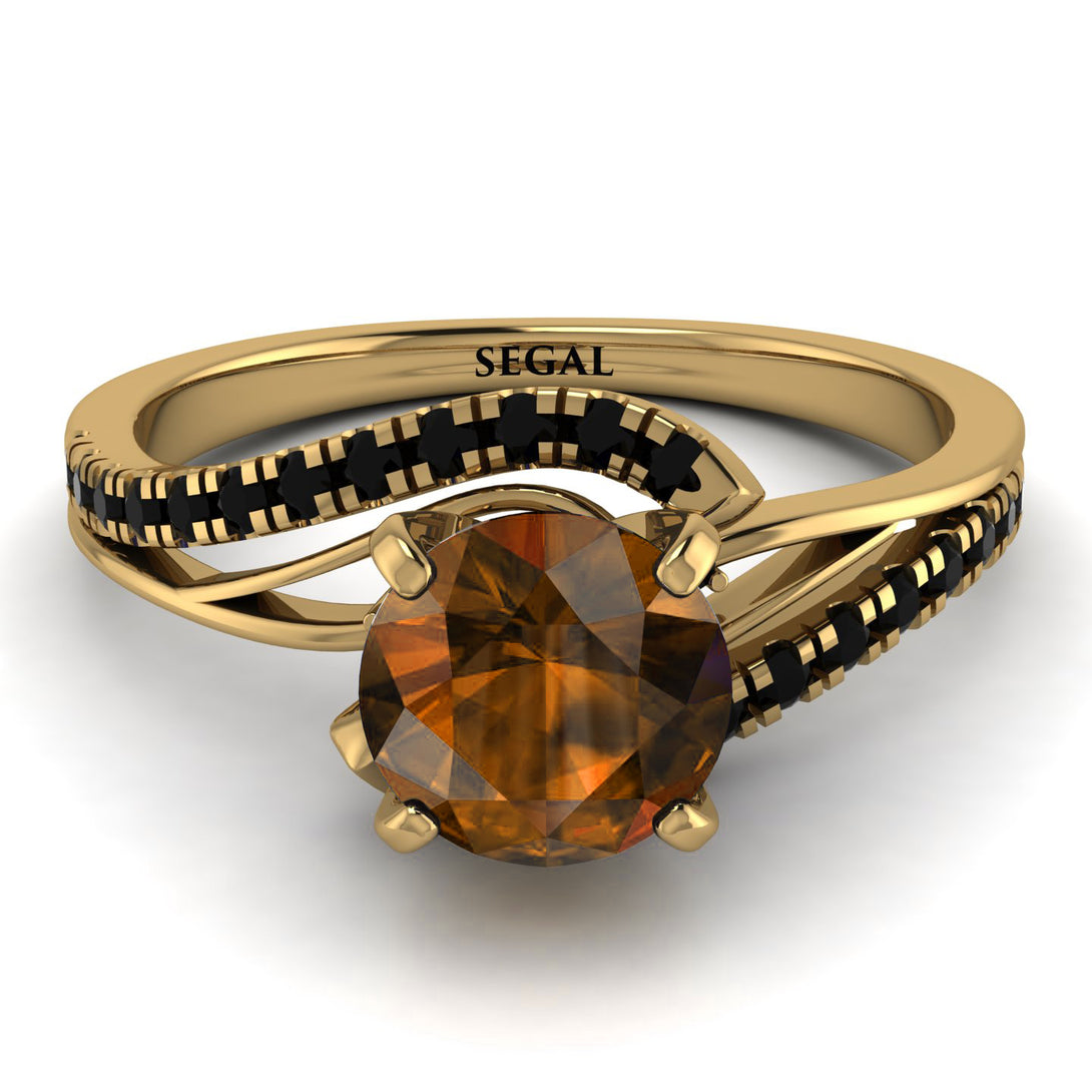 Twist Shank Brown Diamond Engagement Ring - Maria No. 1107