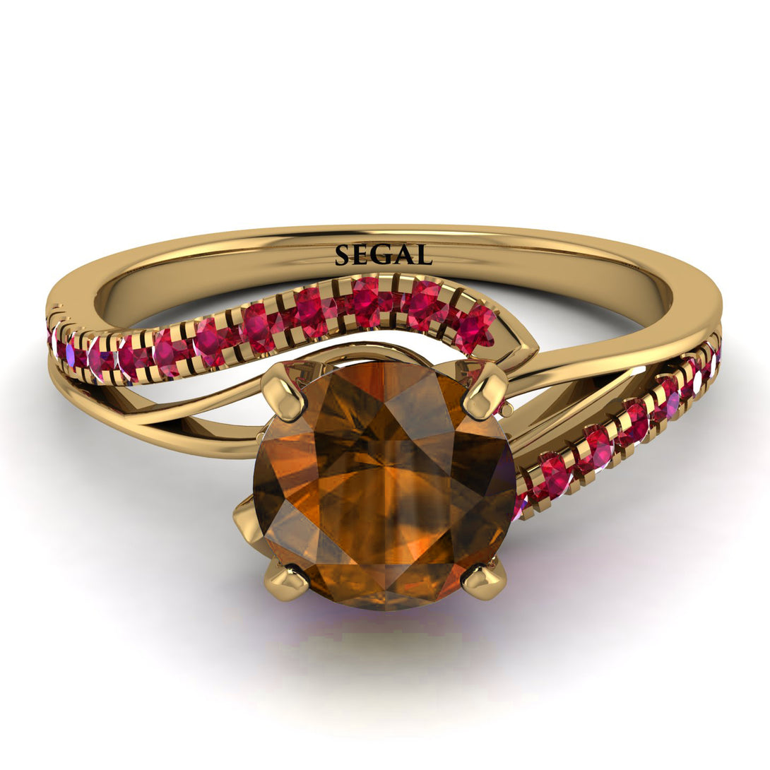 Twist Shank Brown Diamond Engagement Ring - Maria No. 1110