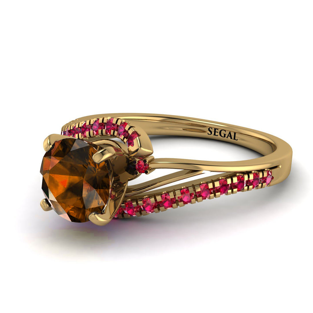 Twist Shank Brown Diamond Engagement Ring - Maria No. 1110