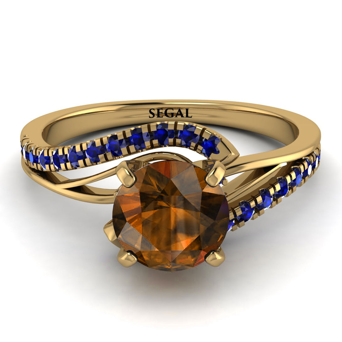 Twist Shank Brown Diamond Engagement Ring - Maria No. 1113