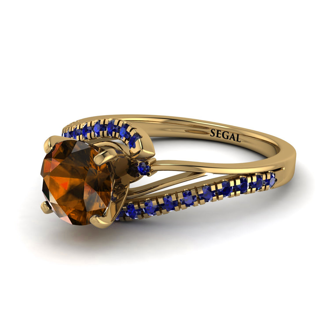 Twist Shank Brown Diamond Engagement Ring - Maria No. 1113