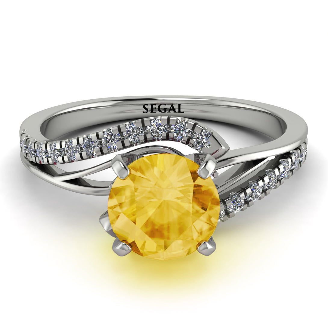 Twist Shank Citrine Engagement Ring - Maria No. 603
