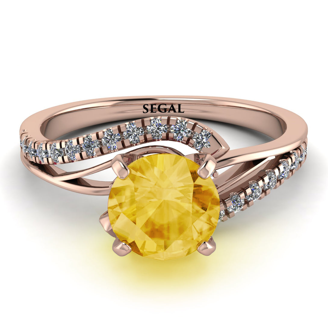 Twist Shank Citrine Engagement Ring - Maria No. 602