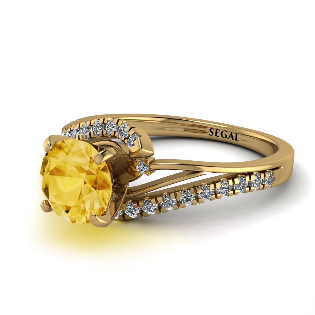 Twist Shank Citrine Engagement Ring - Maria No. 601