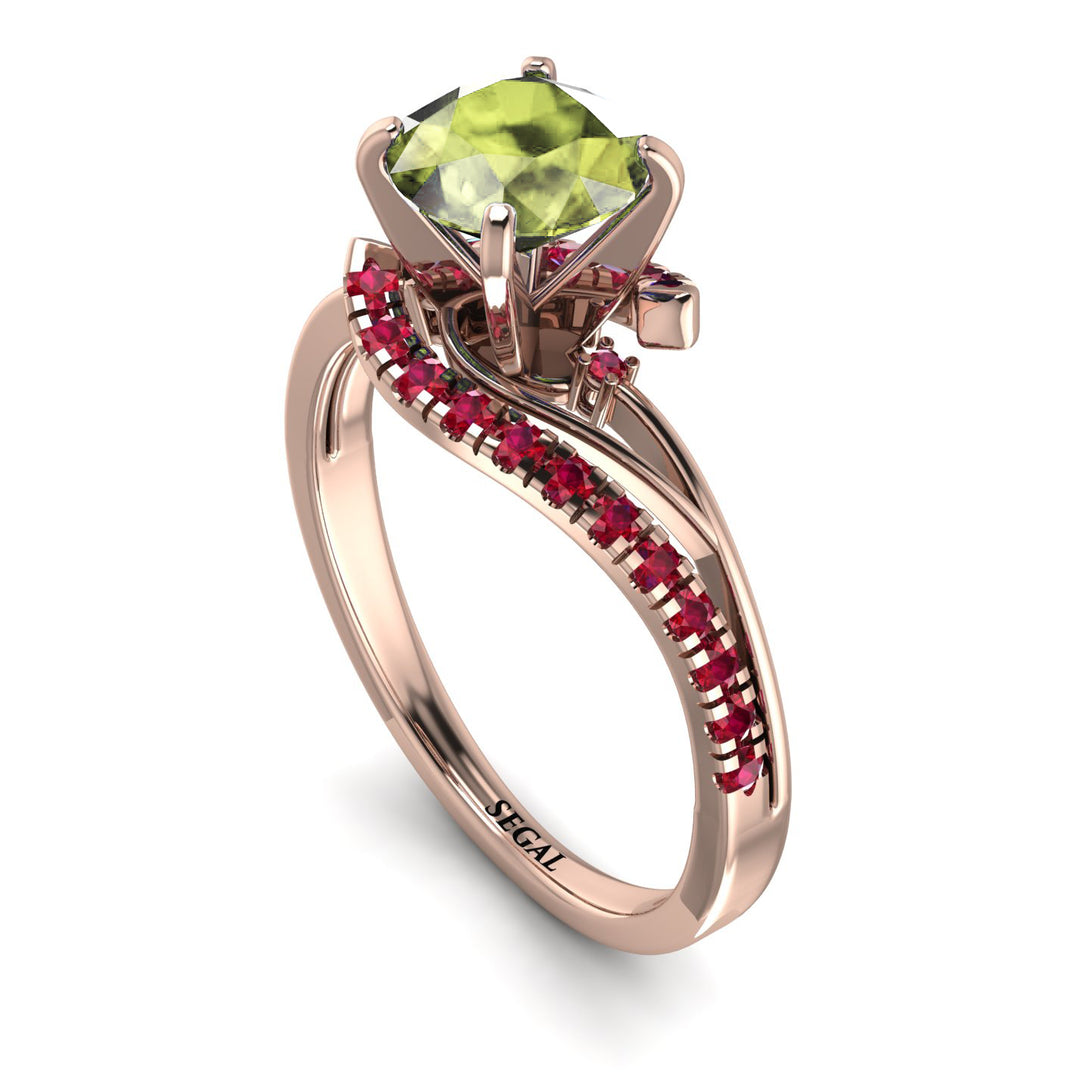 Twist Shank Peridot Engagement Ring - Maria No. 711