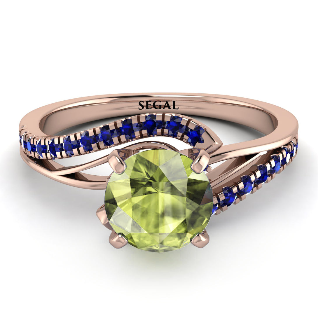 Twist Shank Peridot Engagement Ring - Maria No. 714