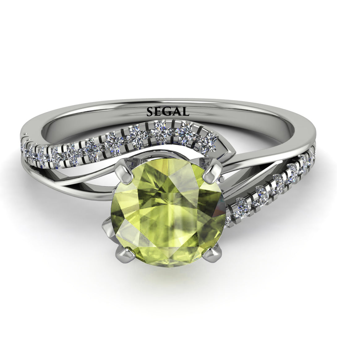 Twist Shank Peridot Engagement Ring - Maria No. 703