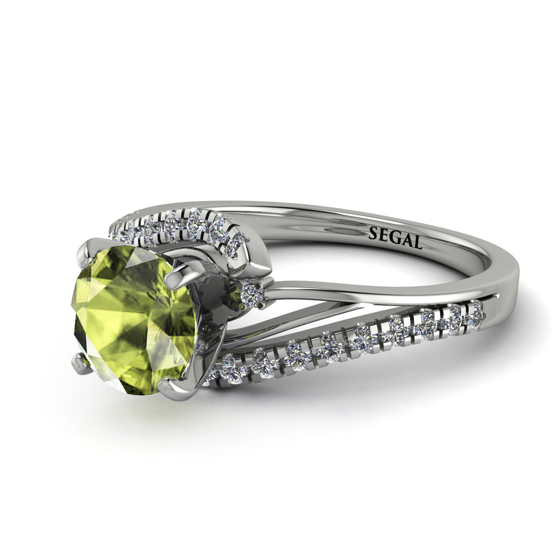 Twist Shank Peridot Engagement Ring - Maria No. 703