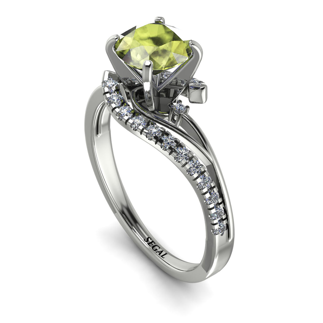 Twist Shank Peridot Engagement Ring - Maria No. 703