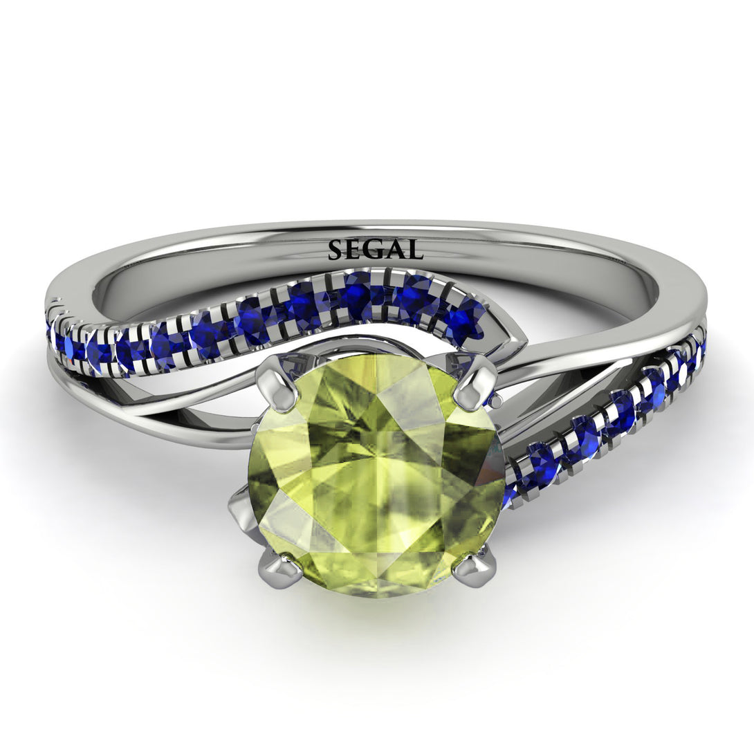 Twist Shank Peridot Engagement Ring - Maria No. 715