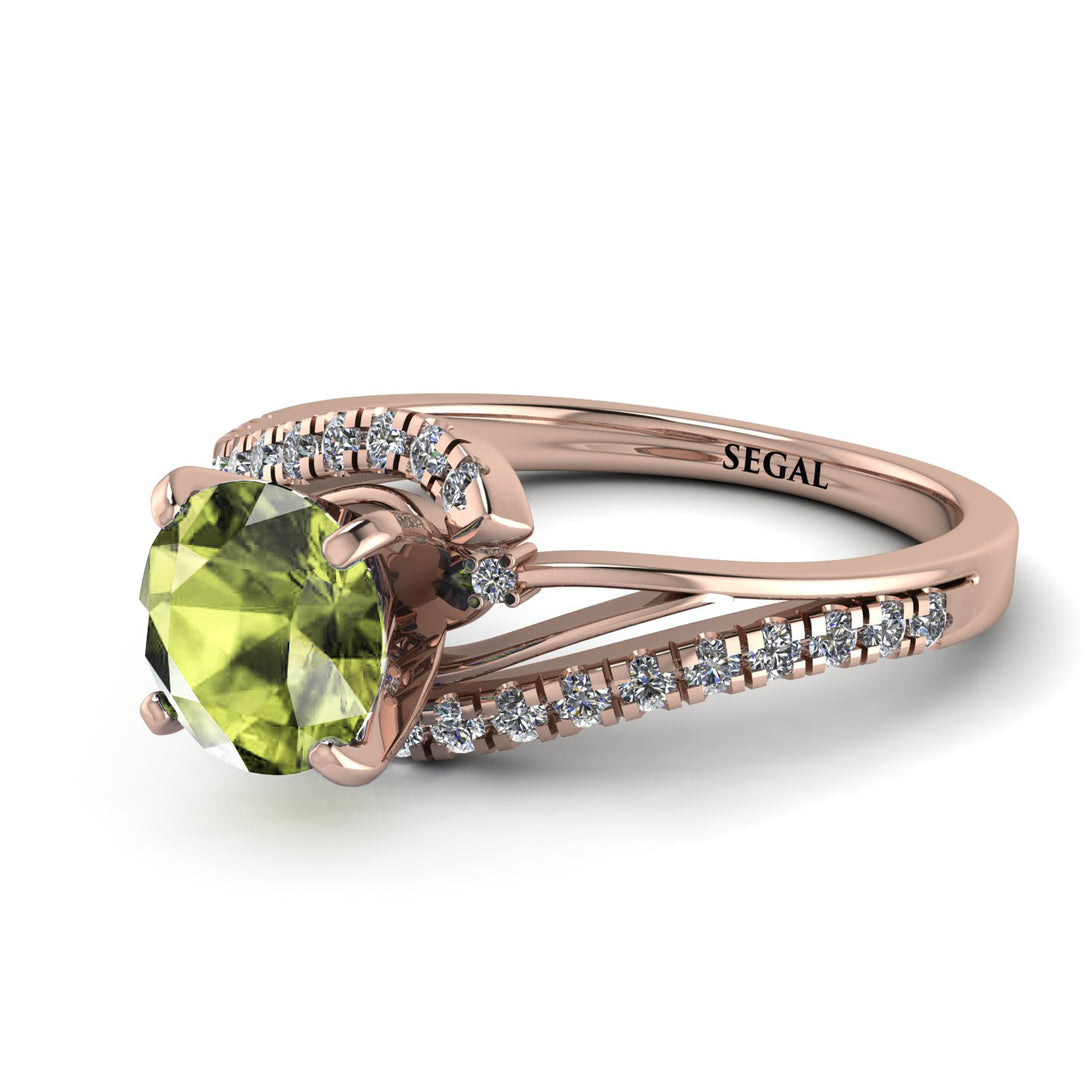 Twist Shank Peridot Engagement Ring - Maria No. 702