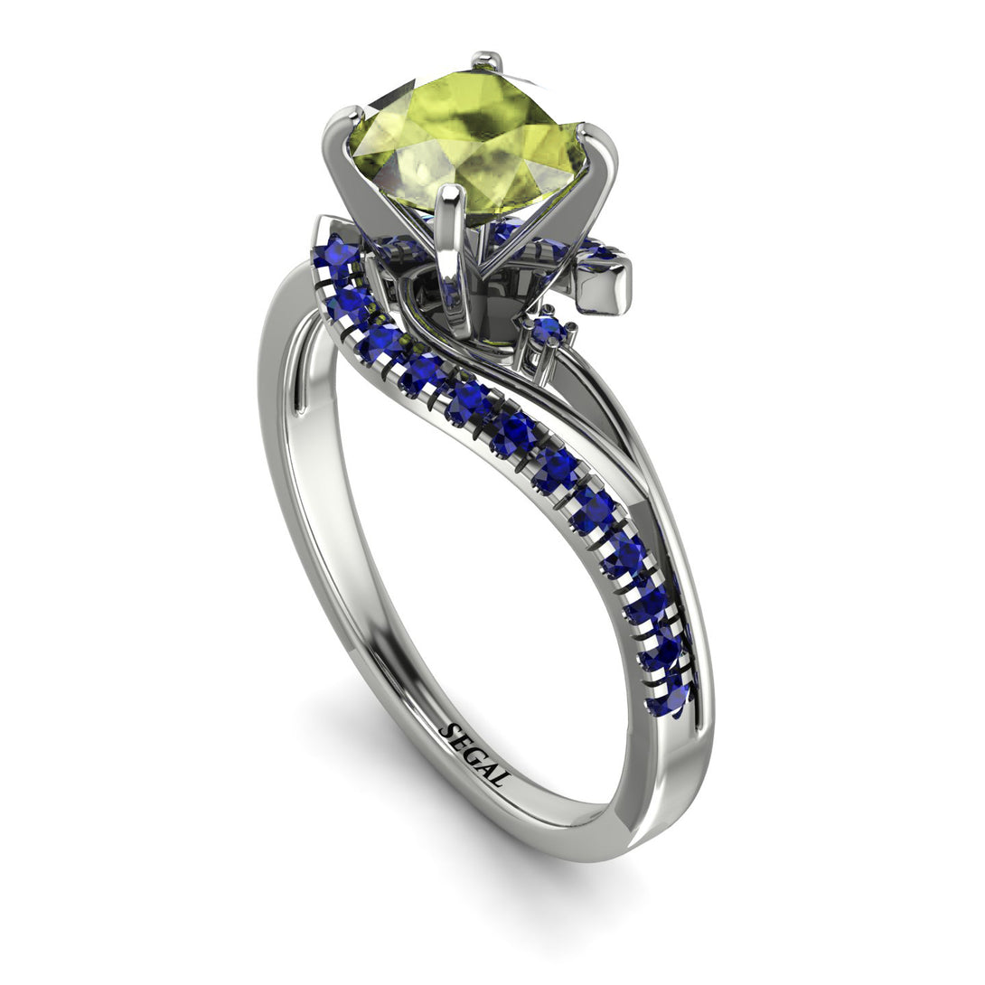 Twist Shank Peridot Engagement Ring - Maria No. 715