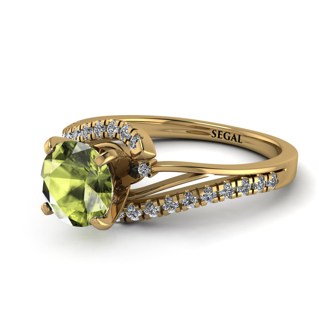 Twist Shank Peridot Engagement Ring - Maria No. 701