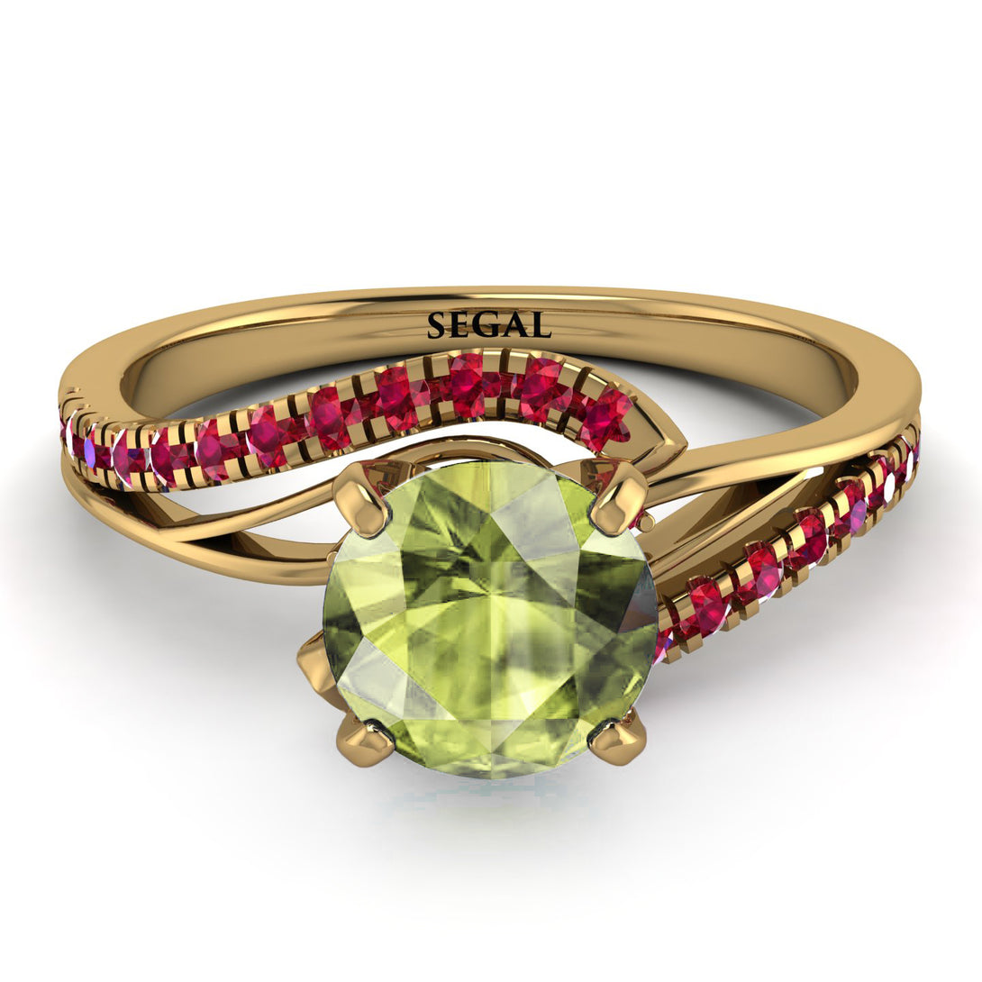 Twist Shank Peridot Engagement Ring - Maria No. 710