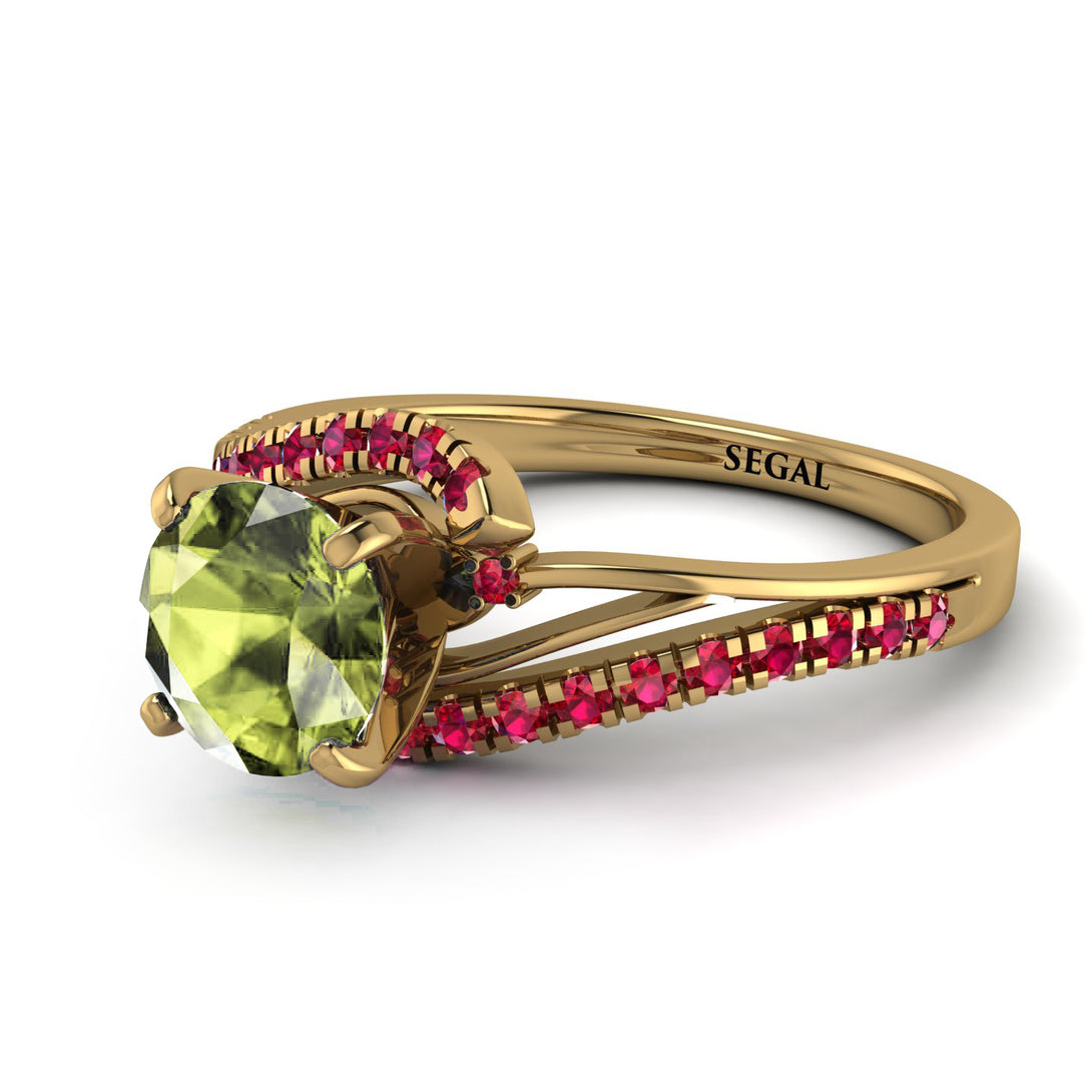 Twist Shank Peridot Engagement Ring - Maria No. 710