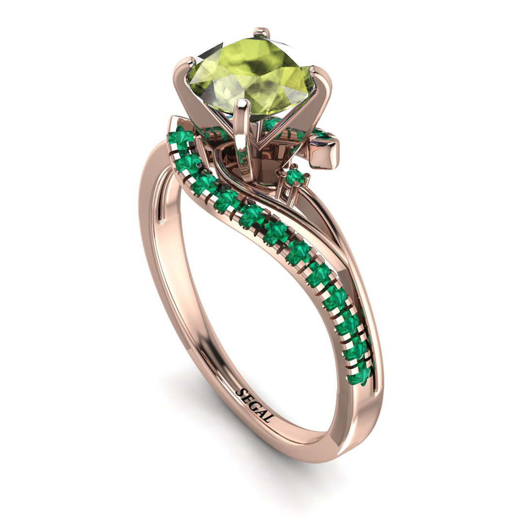 Twist Shank Peridot Engagement Ring - Maria No. 705