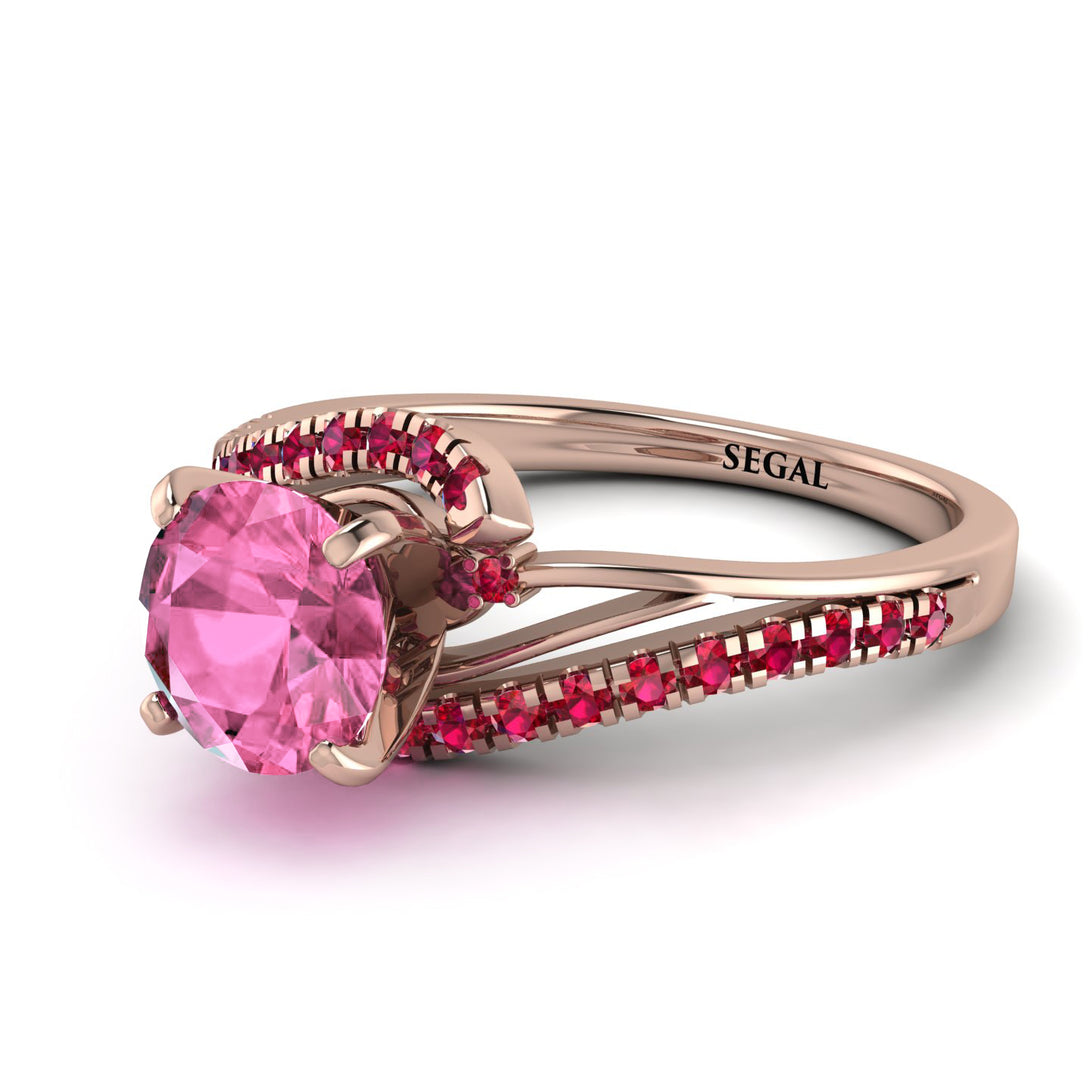 Twist Shank Pink Moissanite Engagement Ring - Maria No. 811