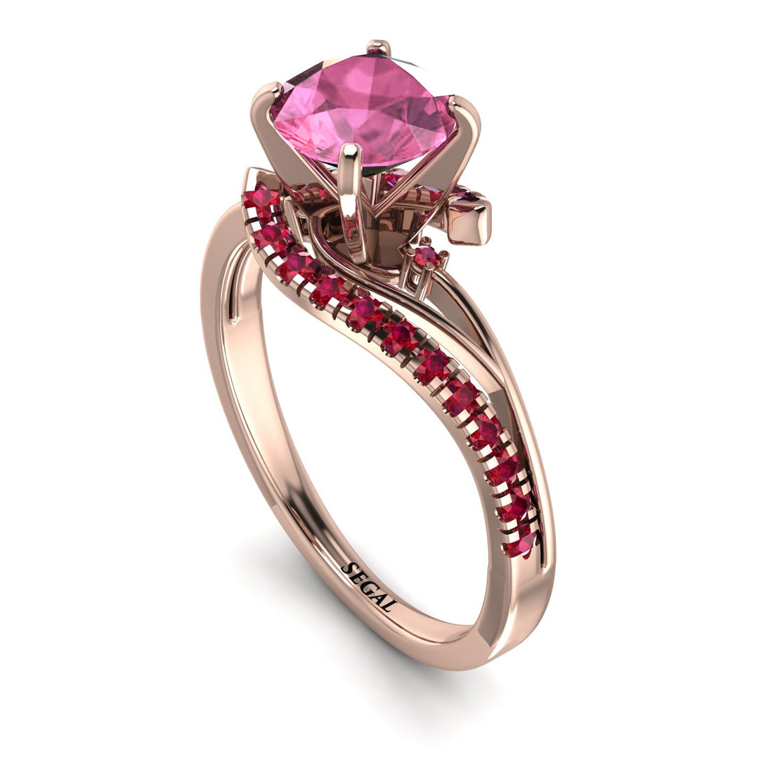 Twist Shank Pink Moissanite Engagement Ring - Maria No. 811