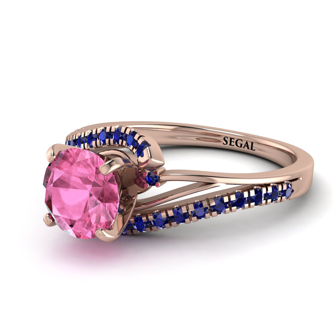 Twist Shank Pink Moissanite Engagement Ring - Maria No. 814