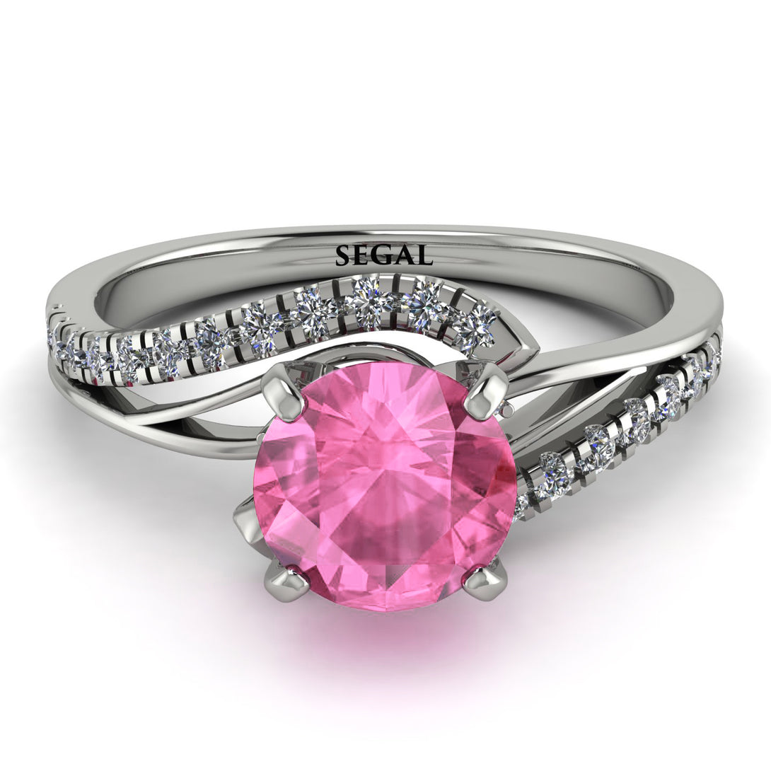 Twist Shank Pink Moissanite Engagement Ring - Maria No. 803