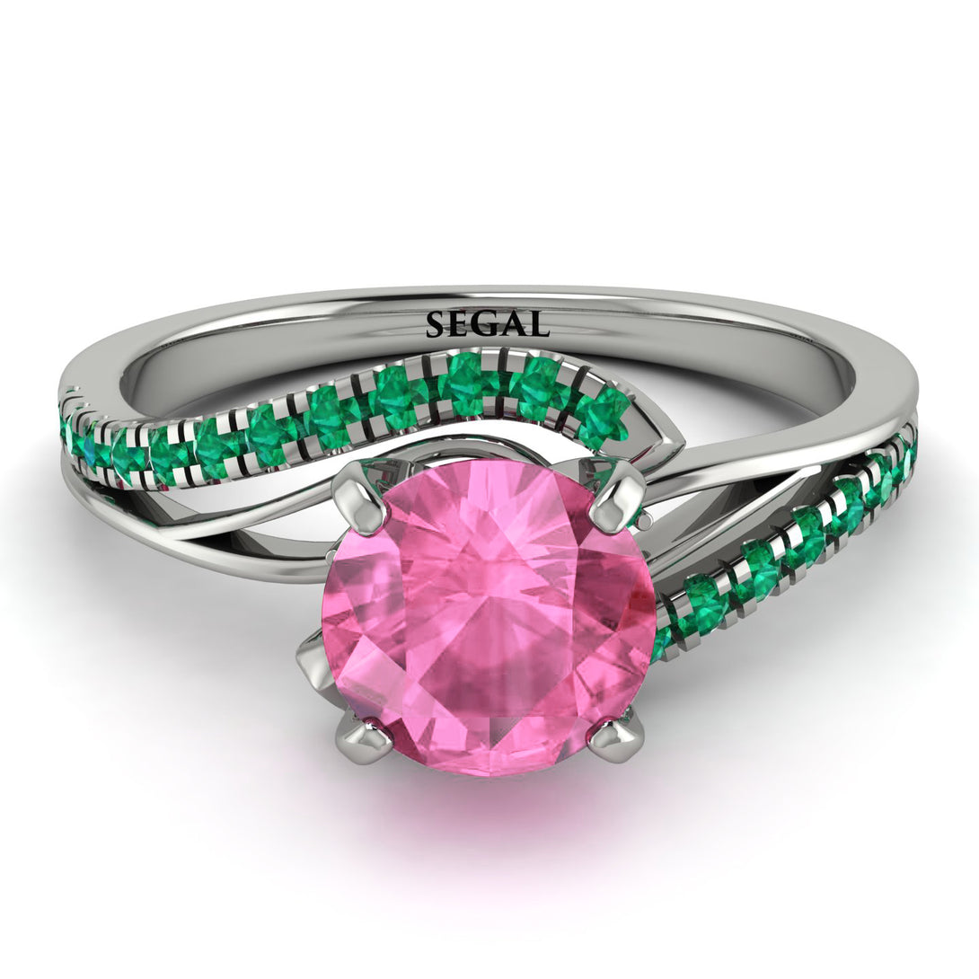 Twist Shank Pink Moissanite Engagement Ring - Maria No. 806