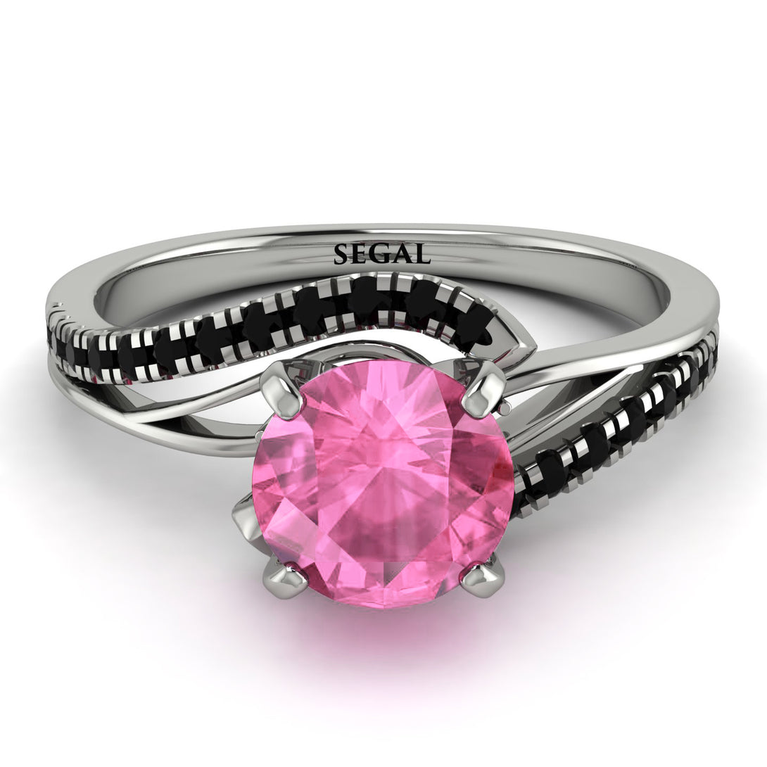 Twist Shank Pink Moissanite Engagement Ring - Maria No. 809
